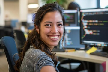 The Happy Coder: A Portrait of a Female Programmer in Her Workspace