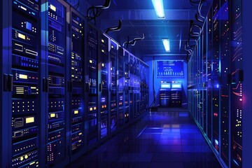 Poster - A room filled with numerous computers, ideal for technology-related projects