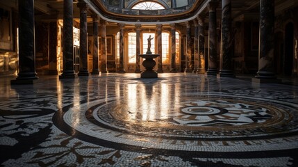 Roman bathhouse's intricate mosaic floors intricate geometric patterns