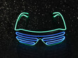 glowing neon glasses isolated on black background