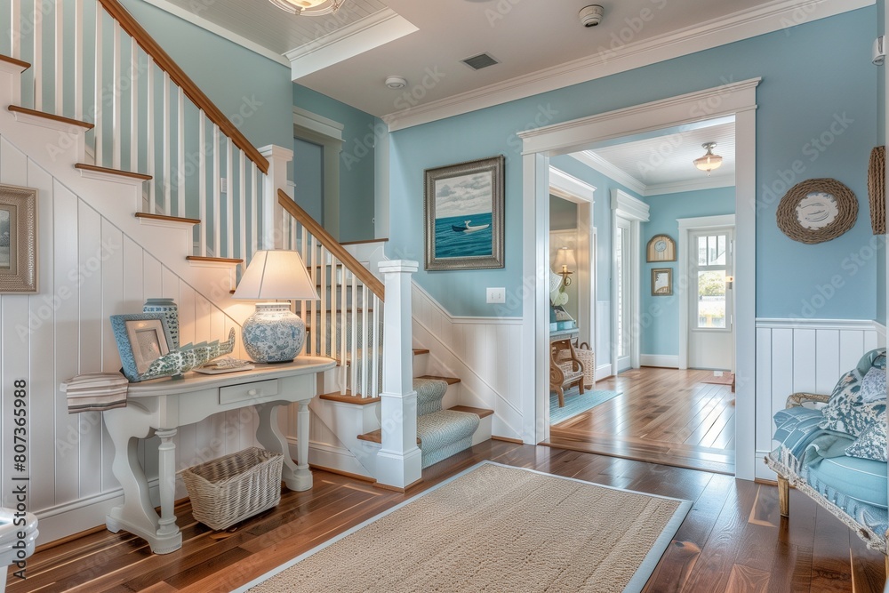 Inviting Cape Cod Entryway with Classic Beadboard and Sea-inspired ...