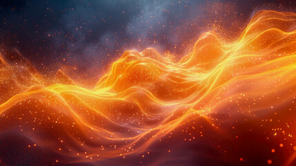Poster - Futuristic abstract sci-fi background with glowing waves and particles fractal galaxies