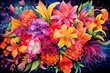 Colorful flowers, watercolor illustration