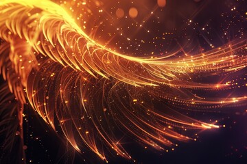 Poster - A stunning golden angel wing in an abstract style. Perfect for spiritual or heavenly themed designs