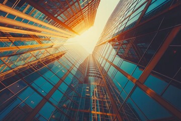 Poster - A tall building with many windows in a city. Ideal for urban architecture concepts