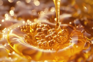 Poster - Close-up shot of liquid being poured into a bowl. Perfect for food and cooking concepts