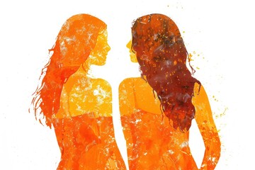 Canvas Print - Two women standing next to each other. Suitable for illustrating friendship or teamwork