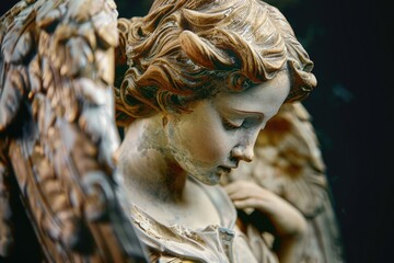 Wall Mural - Close up of a beautiful angel statue, perfect for religious or spiritual themes