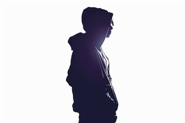 Wall Mural - A mysterious silhouette of a man wearing a hoodie. Ideal for dark and suspenseful themes