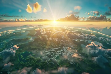 Poster - Stunning view of sunrise over the Earth, perfect for illustrating new beginnings and hope