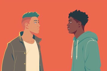 Poster - Image of two men standing side by side. Suitable for business or teamwork concepts