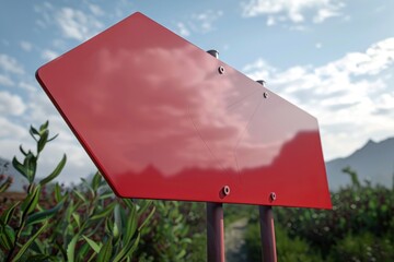 Poster - A red stop sign placed on a vibrant green field. Suitable for traffic safety concepts