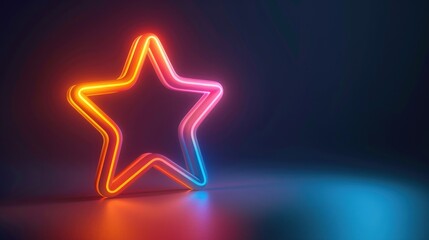 Aufkleber - Bright neon star shining in the darkness. Suitable for various designs and projects