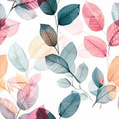 Wall Mural - Botanical poster with watercolor leaves in art line style for decor, design, wallpaper, packaging