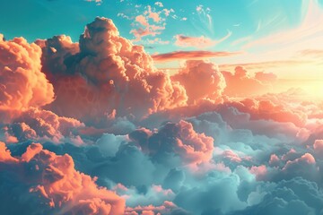 Aufkleber - A serene sky with fluffy clouds. Suitable for backgrounds or weather-related designs