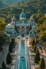 Aufkleber - A large building with a fountain in front. Perfect for urban architecture concepts