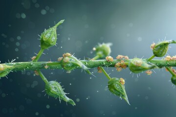 Aufkleber - Close up of a plant with many small bugs. Suitable for educational materials