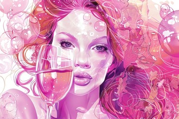 Aufkleber - A woman holding a glass of wine, perfect for lifestyle and social events