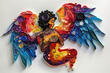 Poster - A vibrant paper angel sculpture, perfect for arts and crafts projects