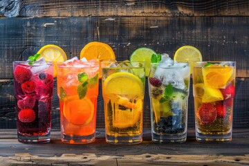 Poster - Different types of drinks in a row, versatile for many projects