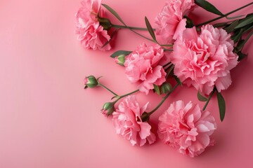 Aufkleber - Beautiful pink carnations arranged on a pink surface. Perfect for floral backgrounds