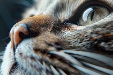 Poster - A close-up of a cat's face with a blurry background. Perfect for animal lovers