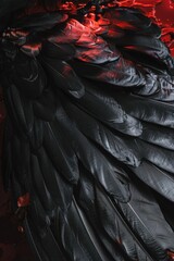 Aufkleber - Detailed view of a black bird's wing, perfect for nature and wildlife themes