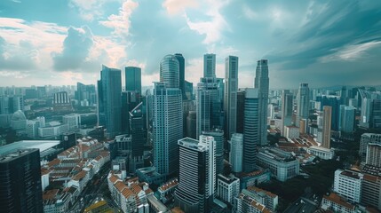 Aufkleber - A bird's eye view of a city skyline, perfect for urban concepts
