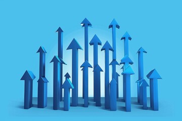 Poster - Blue arrows pointing upward, suitable for business presentations
