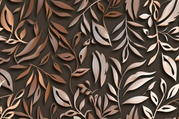 Fototapete - Close up of a metal wall with leaves, suitable for industrial or nature concepts