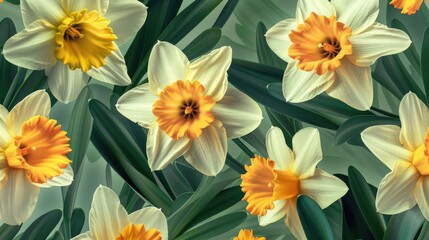 Poster - Vibrant yellow and white flowers blooming in a picturesque field. Ideal for nature and springtime concepts