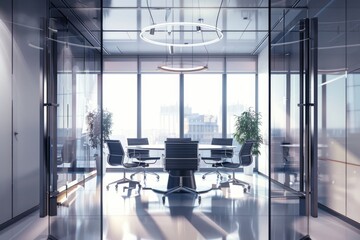 Poster - A simple conference room setup. Suitable for business presentations