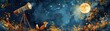© NiriSun - A dreamy children s book scene showing young foxes observing stars through a giant telescope in a lush, moonlit forest