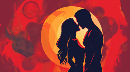 Woman and man, beautiful couple , pop art comic style 