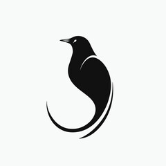 Minimalistic black bird silhouette on white background