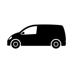 Wall Mural - Cargo minivan icon. Black silhouette. Side view. Vector simple flat graphic illustration. Isolated object on a white background. Isolate.