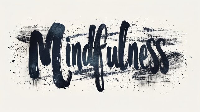 The word Mindfulness created in Brush Calligraphy.