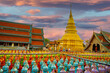 Colorful Lamp Festival and Lantern in Loi Krathong at Wat Phra That Hariphunchai, Lamphun Province Thailand..