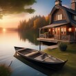 © ja - A peaceful lakeside cottage with a dock, rowboat, and a view of the sunset Tranquil and idyllic waterside retreat4