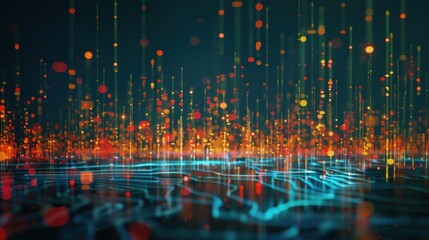 Poster - Smart city and abstract line and dot connect with gradient line design , big data connection technology AI generated