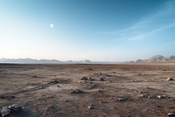 Poster - Vast desert landscape under a clear blue sky