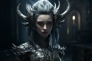 Wall Mural - dark fantasy warrior with horns and armor