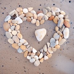 Wall Mural - heart-shaped arrangement of natural stones