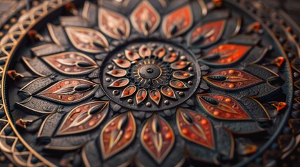 Wall Mural - A close-up of an intricate mandala design. background.