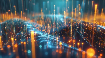 Poster - Smart city and abstract line and dot connect with gradient line design , big data connection technology AI generated