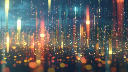 Poster - Smart city and abstract line and dot connect with gradient line design , big data connection technology AI generated