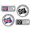 Made in United Kingdom stamp set, isolated on white background, vector illustration.