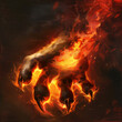 Claw Embracing Red Fire: Intense Chaos in a Dynamic Illustration