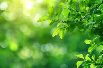 Green texture background, Photos blurred and bokeh under the tree, Fresh nature healthy or bio concept - generative ai