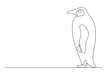 Wall Mural - Penguin continuous one line drawing. Isolated on white background vector illustration 